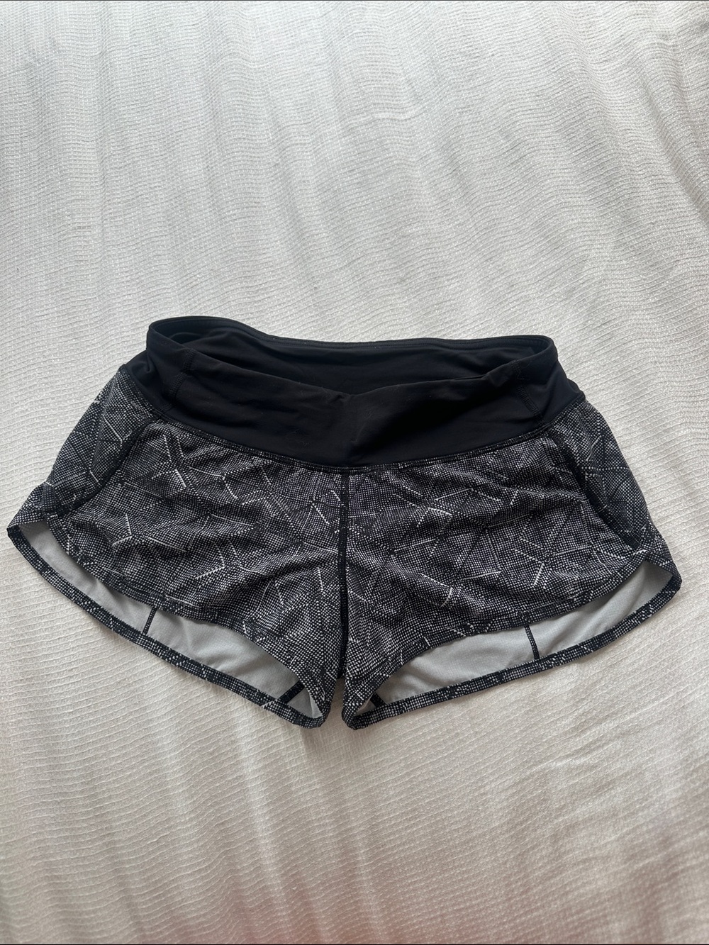 lululemon athletica Black Geometric-Print Athletic Shorts